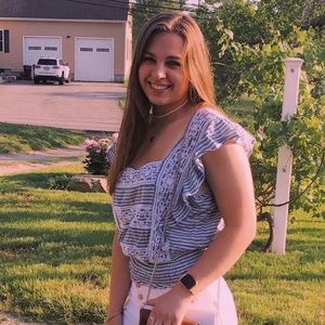 American Eagle Outfitters Striped Ruffle Tank Top